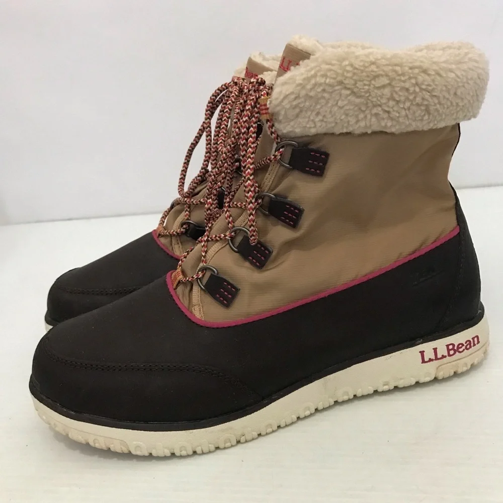L.L. Bean Women's Tan and Brown Insulated Winter Boots Size 9